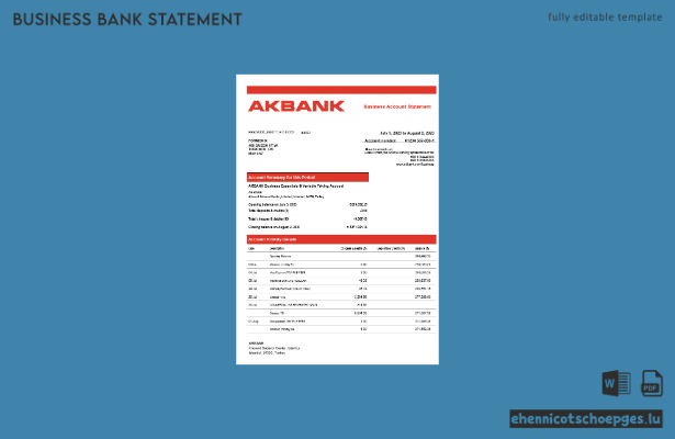 Akbank-Unternehmenskontoauszug (Word- und PDF-Beispiel)